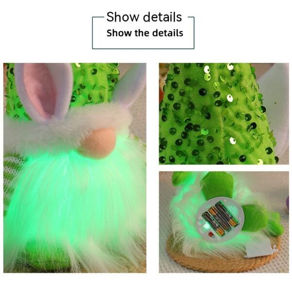 Easter Sequined Rabbit Gnome Luminous Doll - Image 2
