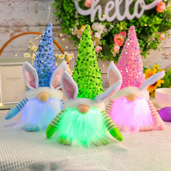 Easter Sequined Rabbit Gnome Luminous Doll