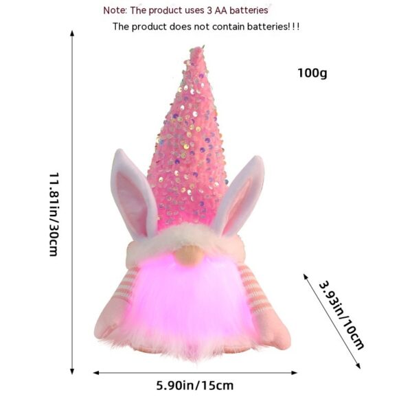 Easter Sequined Rabbit Gnome Luminous Doll - Image 9