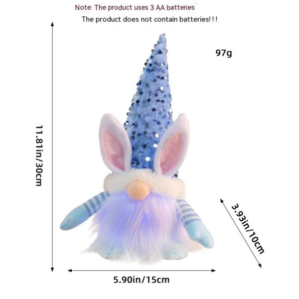 Easter Sequined Rabbit Gnome Luminous Doll - Image 8