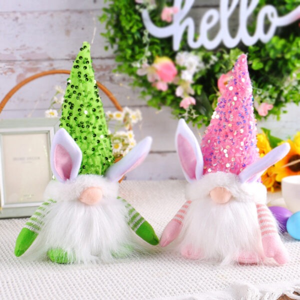 Easter Sequined Rabbit Gnome Luminous Doll - Image 6