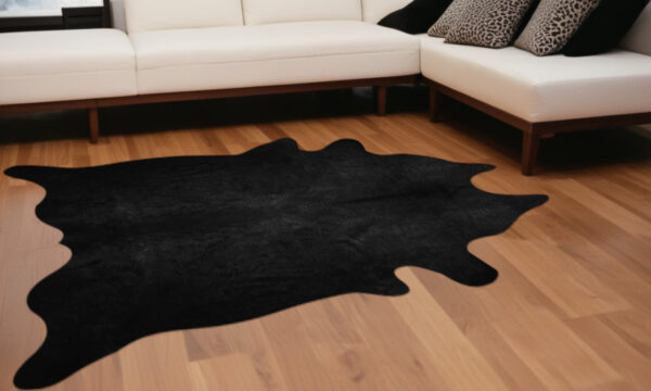 6' X 7' Black Cowhide Area Rug - Image 3