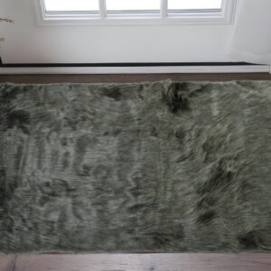 2' X 3' Grey Faux Fur Animal Print Area Rug