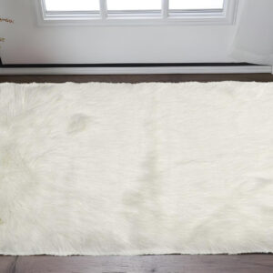 60" X 36" Off White Rectangular Faux Fur - Area Rug