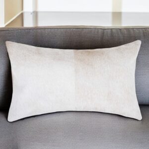 12" X 20" Natural Cowhide Lumbar Throw Pillow