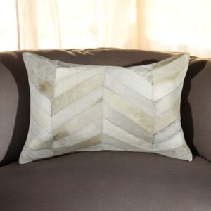 12" X 20" Natural Chevron Cowhide Throw Pillow