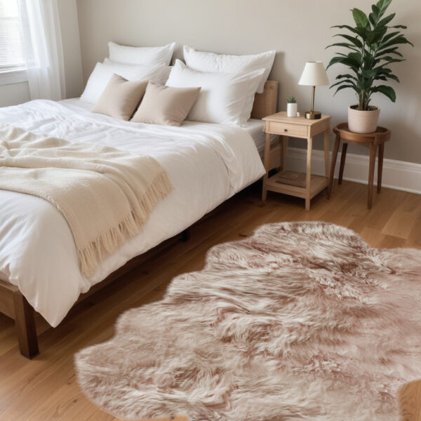 4' X 6' Pink Genuine Sheepskin Shag Area Rug - Image 3