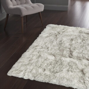 3' X 5' Gray Faux Fur Area Rug