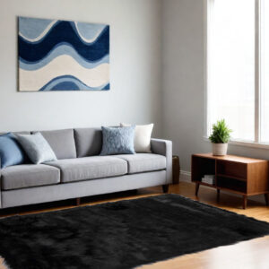 5' X 8' Black Shag Area Rug
