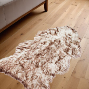 2' X 3' Brown And White Shag Area Rug