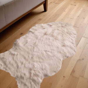 2' X 3' Taupe Faux Sheepskin Flokati Area Rug
