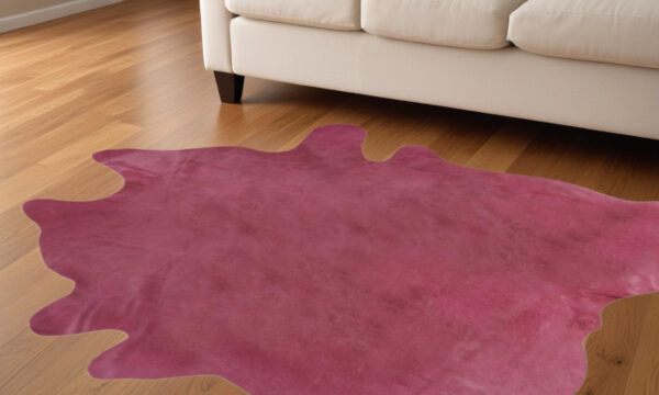 5' X 7' Fuchsia Cowhide Area Rug - Image 2