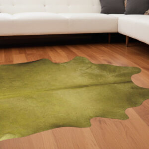 5' X 7' Lime Green Cowhide Area Rug