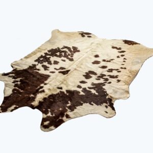 6' X 7' Brown and White Cowhide Handmade Area Rug
