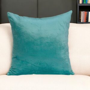 20" X 7" X 20" Transitional Aqua Solid Pillow Cover With Poly Insert