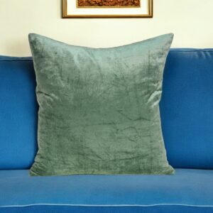 22" X 7" X 22" Transitional Green Solid Pillow Cover With Poly Insert