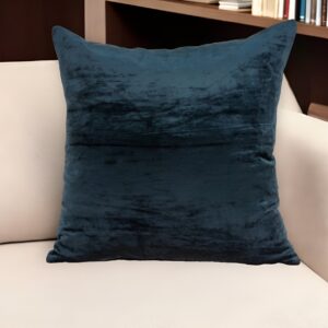 22" X 7" X 22" Transitional Dark Blue Solid Pillow Cover With Poly Insert
