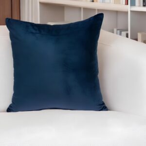 22" X 7" X 22" Transitional Navy Blue Solid Pillow Cover With Poly Insert