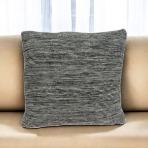 20" Gray Woven Cotton Blend Throw Pillow