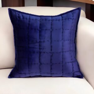 20" X 7" X 20" Transitional Royal Blue Quilted Pillow Cover With Poly Insert