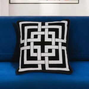 20" X 7" X 20" Transitional Black And White Pillow Cover With Poly Insert