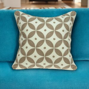 20" X 7" X 20" Transitional Beige And White Accent Pillow Cover With Poly Insert