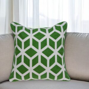 20" Green and White Throw Pillow