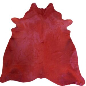 6' X 7' Red Cowhide Handmade Area Rug