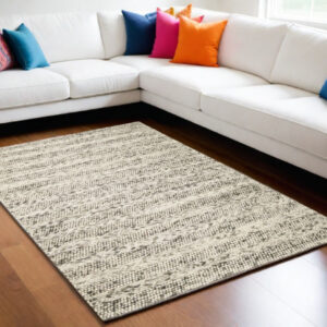 5' X 7'  Wool Grey Area Rug