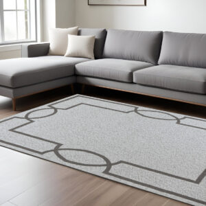 6' X 9' Ivory and Gray Hand Hooked Area Rug