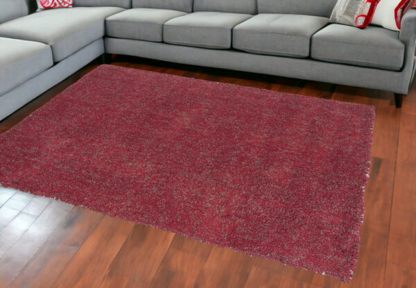 8' X 11' Red Heather Indoor Shag Rug - Image 3