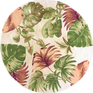 7' Round Wool Beige Area Rug