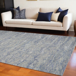 9' X 12' Ocean Blue Hand Tufted Abstract Indoor Area Rug