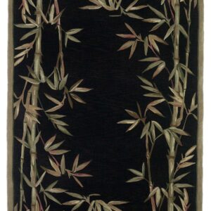 8' X 11'  Wool Black And Bamboo Area Rug