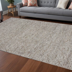 9' X 13' Natural Beige Hand Woven Knobby Loop Indoor Area Rug