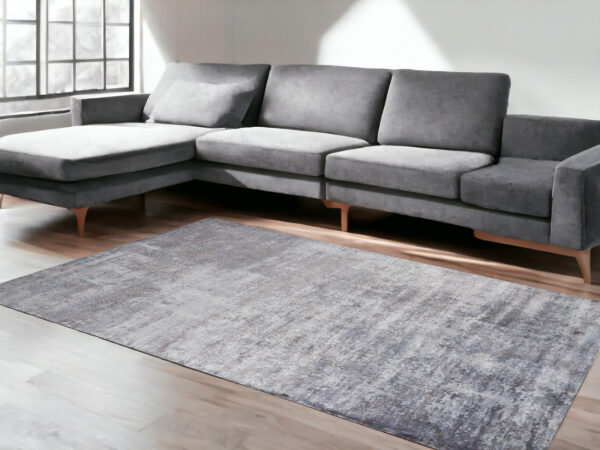 9' X 13' Light Gray Abstract Hand Loomed Area Rug - Image 2