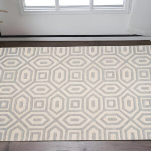 3' X 5' Gray And Tan Wool Geometric Hand Tufted Area Rug
