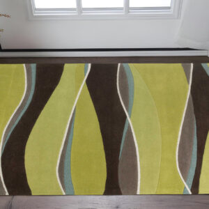 3' X 5' Lime And Mocha Wool Handmade Area Rug