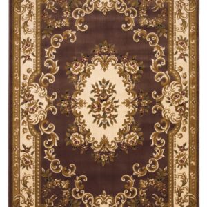 5' X 8' Plum And Ivory Floral Medallion Area Rug