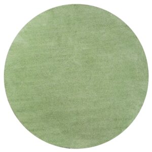 6' Green Shag Hand Woven Round Rug
