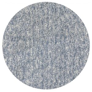 6' Slate Blue And Ivory Hand Woven Round Rug