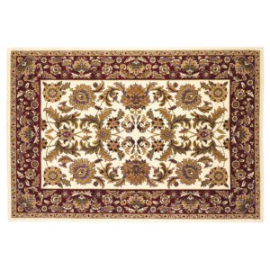 8' Ivory And Red Octagon Floral Vines Area Rug