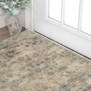 3' X 5' Beige and Blue Floral Area Rug