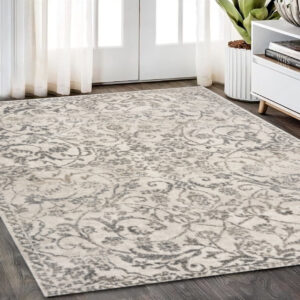 5' X 8' Ivory Floral Vines Area Rug