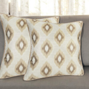 Set of Two 17" Brown And Ivory Fabric And Cotton Blend Throw Pillow Covers