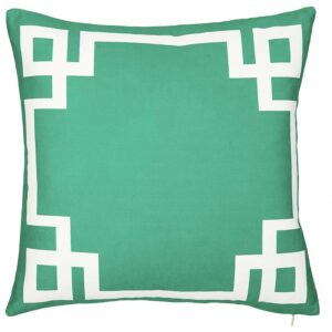 18" Green and White Geometric Throw Pillow Cover