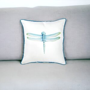 18" Blue and White Fabrc Throw Pillow Cover