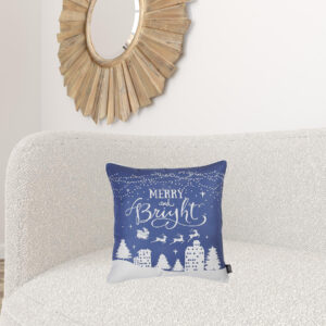 18" Black And White Christmas Reindeer Fabric Throw Pillow Cover