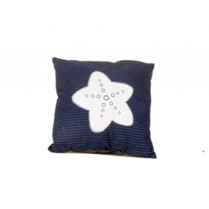 17" Blue and White Linen Throw Pillow