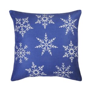 Set Of 4 18" Christmas Snowflakes Throw Pillow Cover In Blue